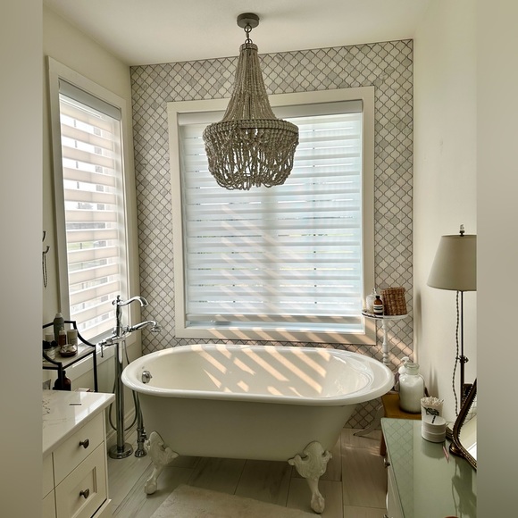 Pottery Barn Francesca Wood Bead Chandelier - Picture 2 of 7